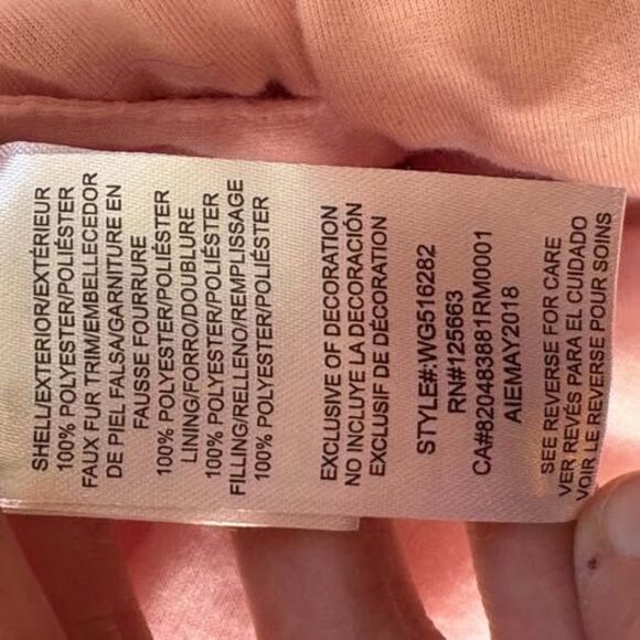 Baby Bunting Hooded Pink Bear Double Zip Footies Quilted Mitts 6-9 mo Ears Cozy - Picture 7 of 7